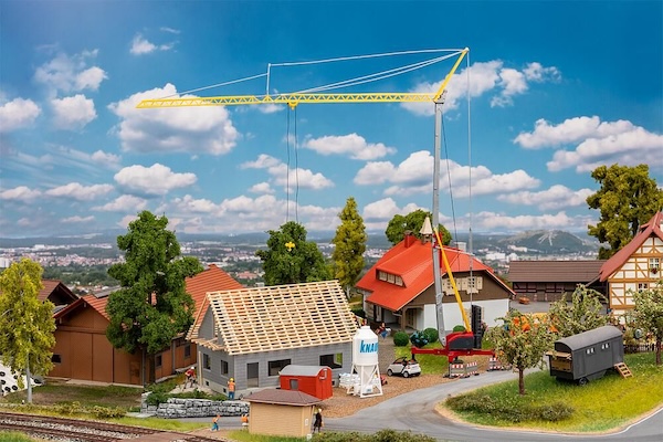 H0 Haus im Bau mit Kran