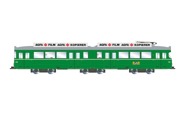 N BVB Basel, Duewag-Strassenbahn grün Digital mit Sound