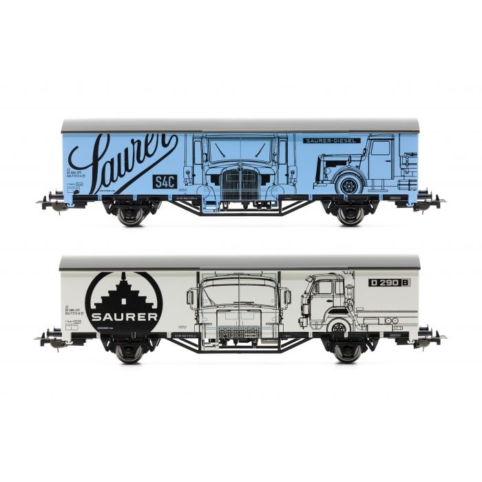 H0 SBB 2  2-achsige gedeckte Güterwagen mit Saurer Lastwagenwerbung, Ep. IV Ep. IV