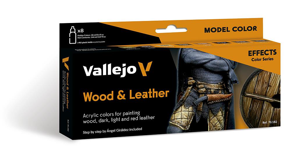 Farb-Set, Holz &amp; Leder, 8 x 1