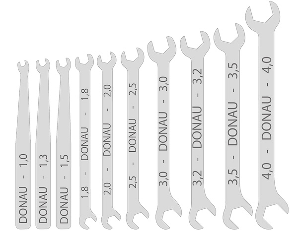 Micro-Maulschlüssel-Set 10-tlg. 1-4 mm 