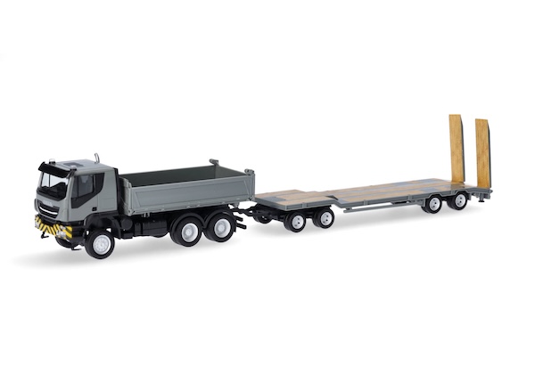 1/87 Iveco Trakker 6x6 Kipper-LKW mit TU4-Anhänger, grau/gelb 