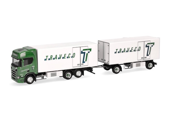 1/87 Scania CR20 HD Kühlkoffer-Hängerzug "Traveco" (Schweiz/Sursee)
