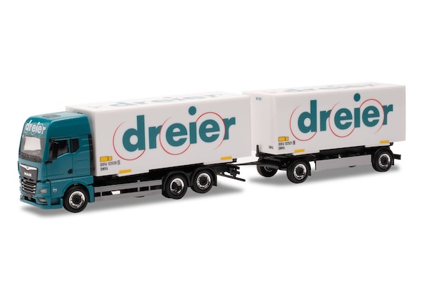 1/87 MAN TGX GX Wechselkoffer-Hängerzug "Dreier" (Schweiz) 