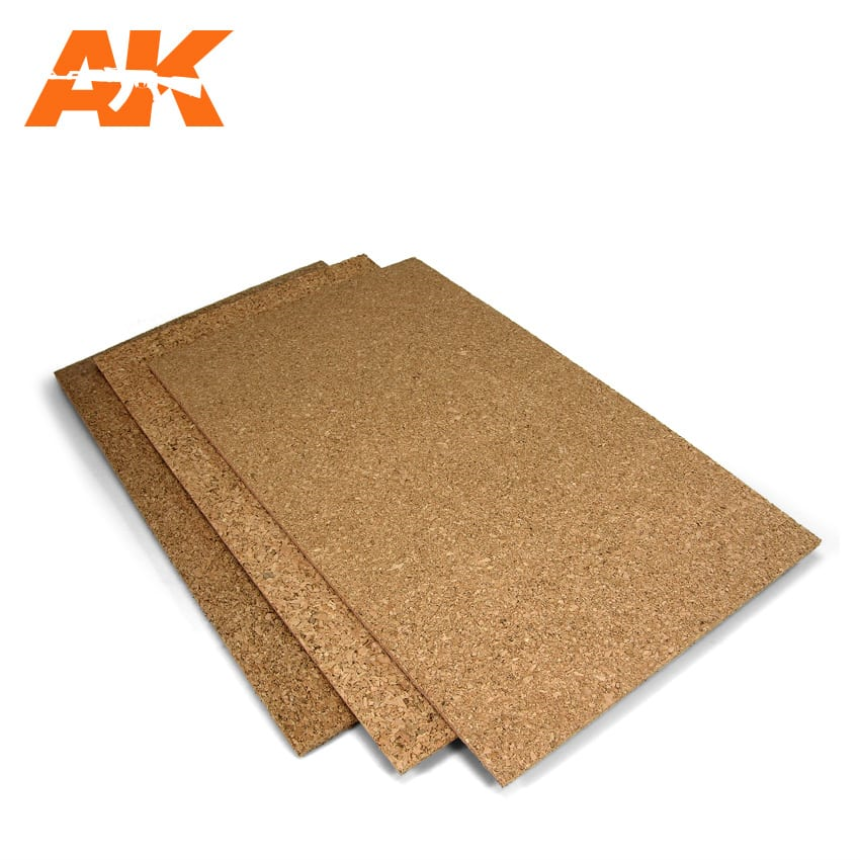 CORK SHEETS - FINE GRAINED / LAMINAS CORCHO - GRANO FINO - 200 x 300 x 1-2-3mm (3 SHEETS/LAMINAS))