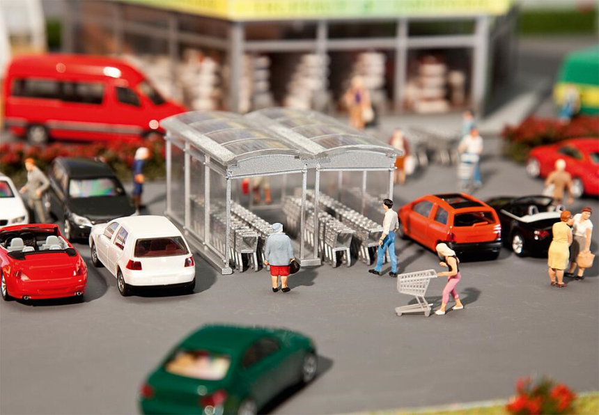 H0 Moderner Einkaufswagen-Unterstand