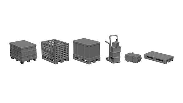 H0 3D Kit Ladeg&amp;#252;ter Set Paletten und Kisten
