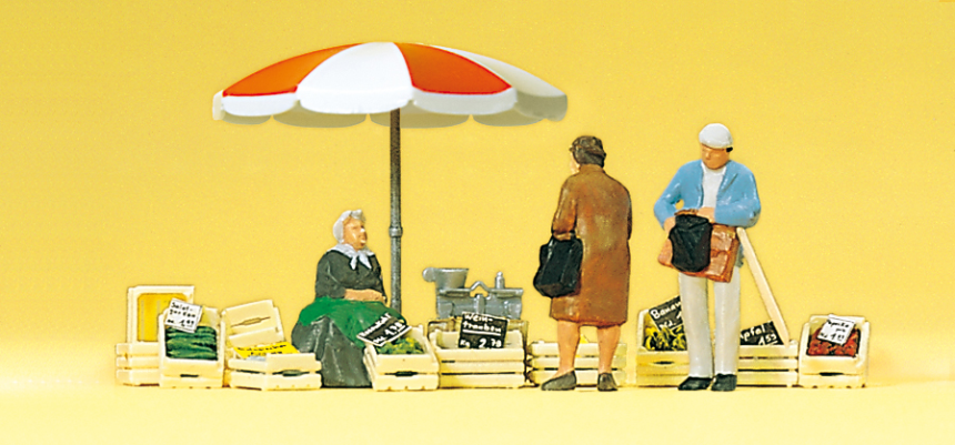 1:87  Sitzende Marktfrau, Kunden, Zubehör