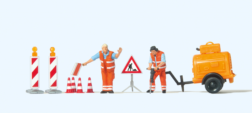 1:87  Straßenbauarbeiter mit Kompressor