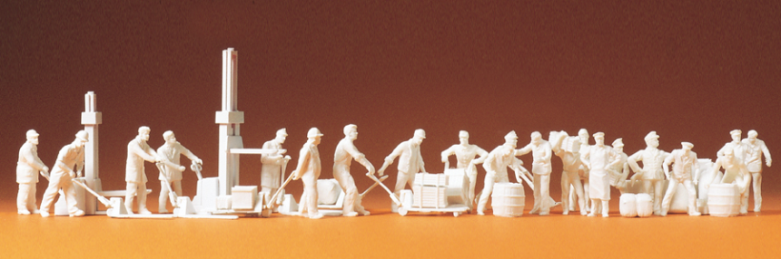 1:87  An der Güterhalle, 21 unbemalte Figuren