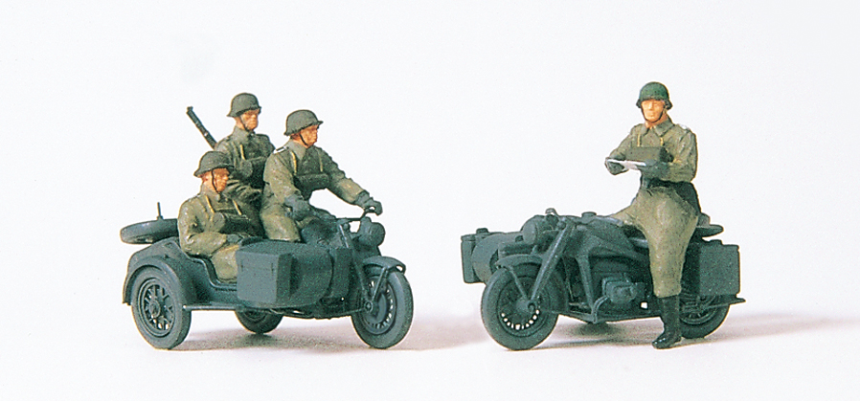 1:87  Kradsch&amp;#252;tzen aufgesessen u. Motorrad DR 1939-45
