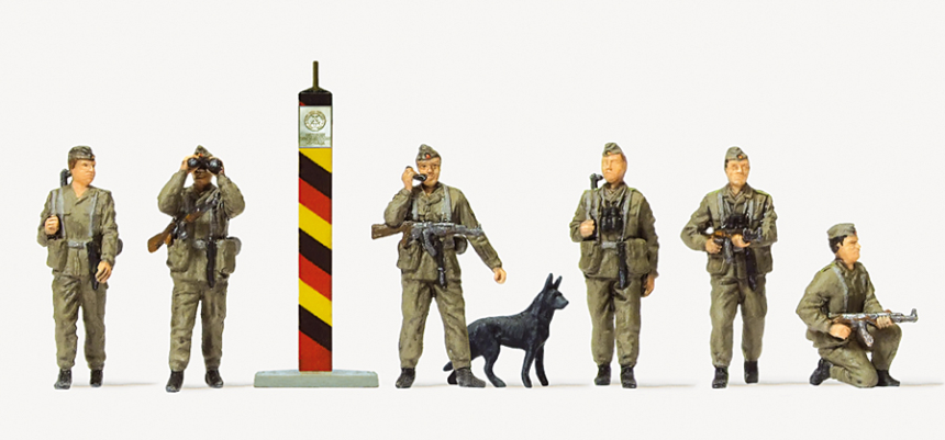 1:87  Grenztruppen NVA DDR 6 Figuren m. Zubehör unbem.