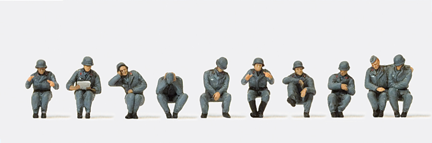 1:87  Gesch&amp;#252;tzbedienung aufgesessen, Luftwaffe DR 1939-45, 10 Fig. unbem.