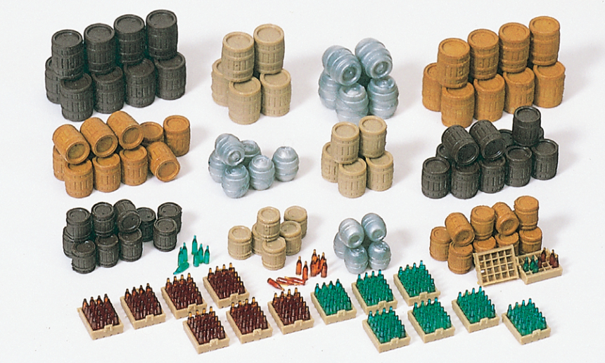 1:87  Bierfässer, Bierkästen mit Flaschen Bausatz