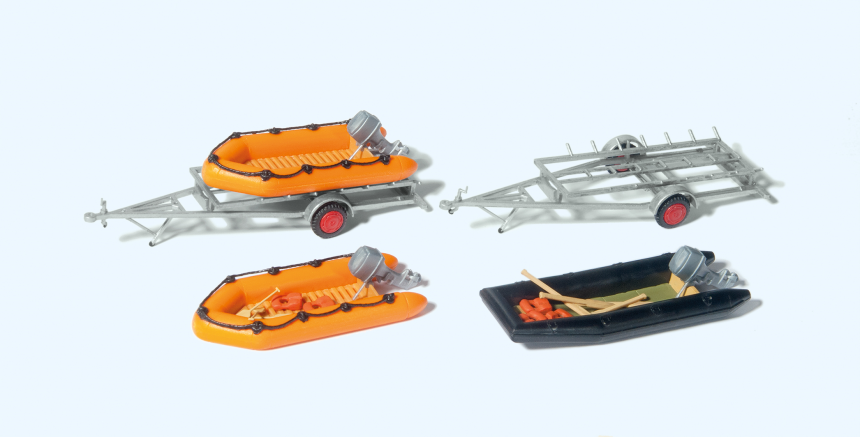 1:87  3 Schlauchboote, 2 Anh&amp;#228;nger, Bausatz