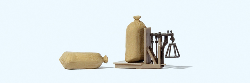 1:87  Getreidewaage, 2 Säcke. Fertigmodell