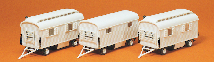 1:87  Wohnwagen ohne Beschriftung 3 Stück Bausatz