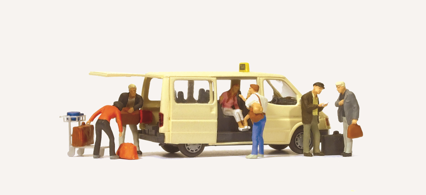 1:87  Taxi Ford Transit, Taxifahrer, Fahrg&amp;#228;ste