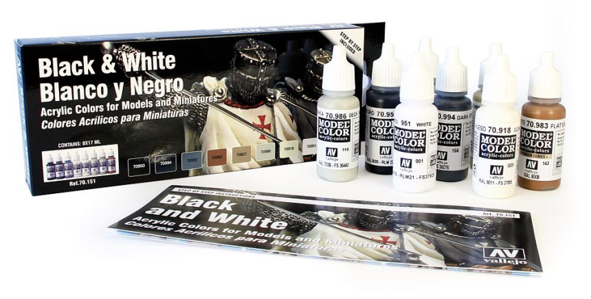 Farb-Set, Schwarz &amp; Weiß, 8 x