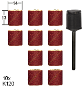 Schleifzylinder mit 10 Schleifkappen, Korn 120