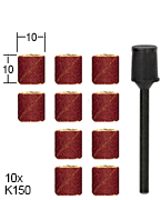 Schleifzylinder mit 10 Schleifkappen, Korn 150
