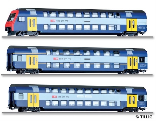 H0 Doppelstockwagen-Set 3-tlg Z&amp;#252;rcher S-Bahn SBB