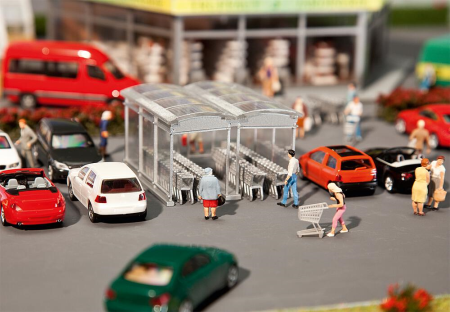 H0 Moderner Einkaufswagen-Unterstand