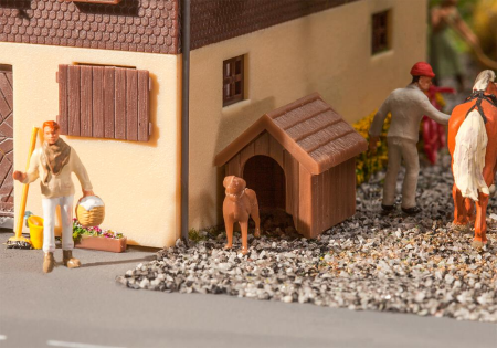 H0 Hundehütte mit Hund