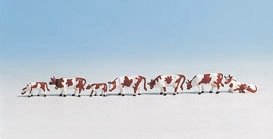 H0 Kühe, braun-weiss