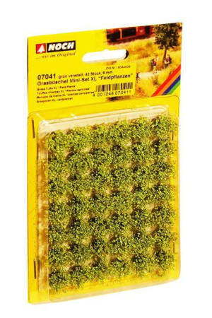 0,H0,N Mini-Set XL Grasbüschel Feldpflanzen grün veredelt, 42 Stück, 9 mm