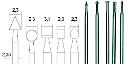 Feinfräsersatz (Wolfram-Vanadiumstahl), 5-tlg. (Rad, Kugel, Kegel, Zyl., Elypse)