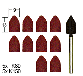 Schleifkappenträger, 8 mm, je 5 Schleifkappen Korn 80 + 150