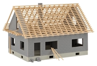 H0 Haus im Bau mit Kran
