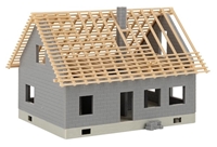 H0 Haus im Bau mit Kran