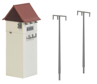 H0 Trafohäuschen mit Strommasten
