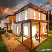 H0 Kubushaus Mia mit Carport