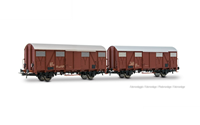 H0 FS 2-teiliges Set Ghs ged. G&amp;#252;terwagen mit kleinen L&amp;#252;ftern, braun und Schlusslicht, Ep. IV