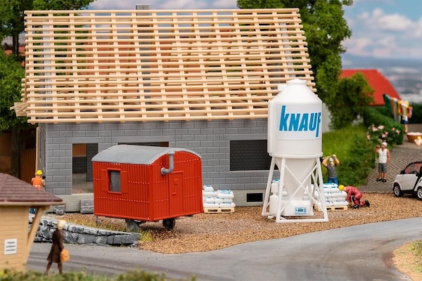H0 Gipssilo und Bauwagen