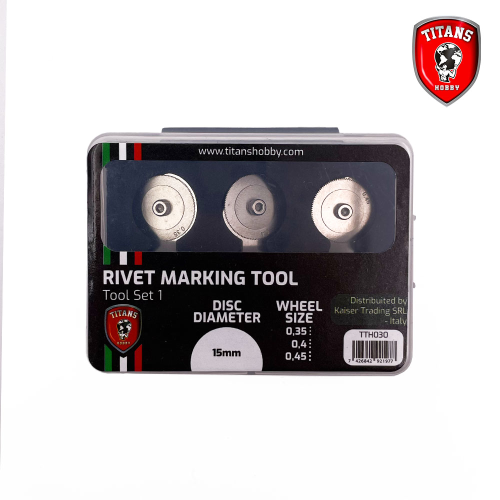 Rivet Maker Tool Set #1, 3 wheels diam.15mm x mm. 0,35 - 0,4 - 0,45 