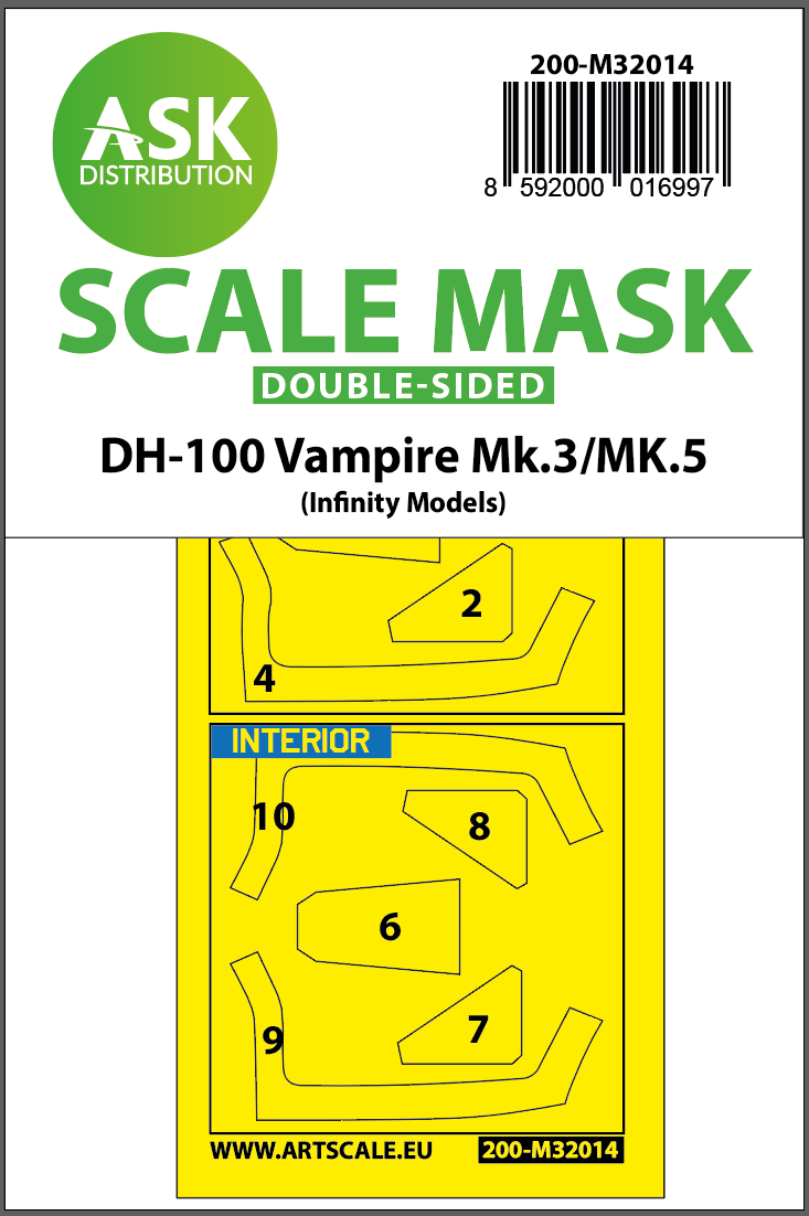 1/32  DH-100 Vampire FB Mk3 MK5 Maskierfolie