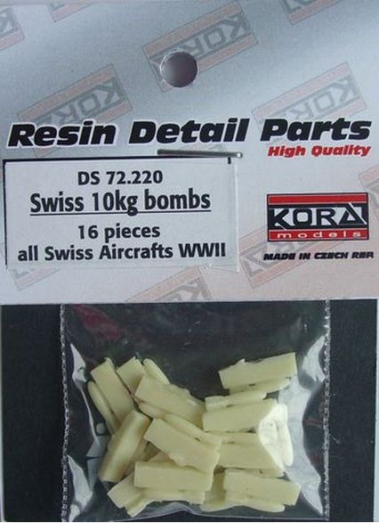 1/72 Swiss 10kg bombs (16 pcs.) For all Swiss Aircraft WWII 