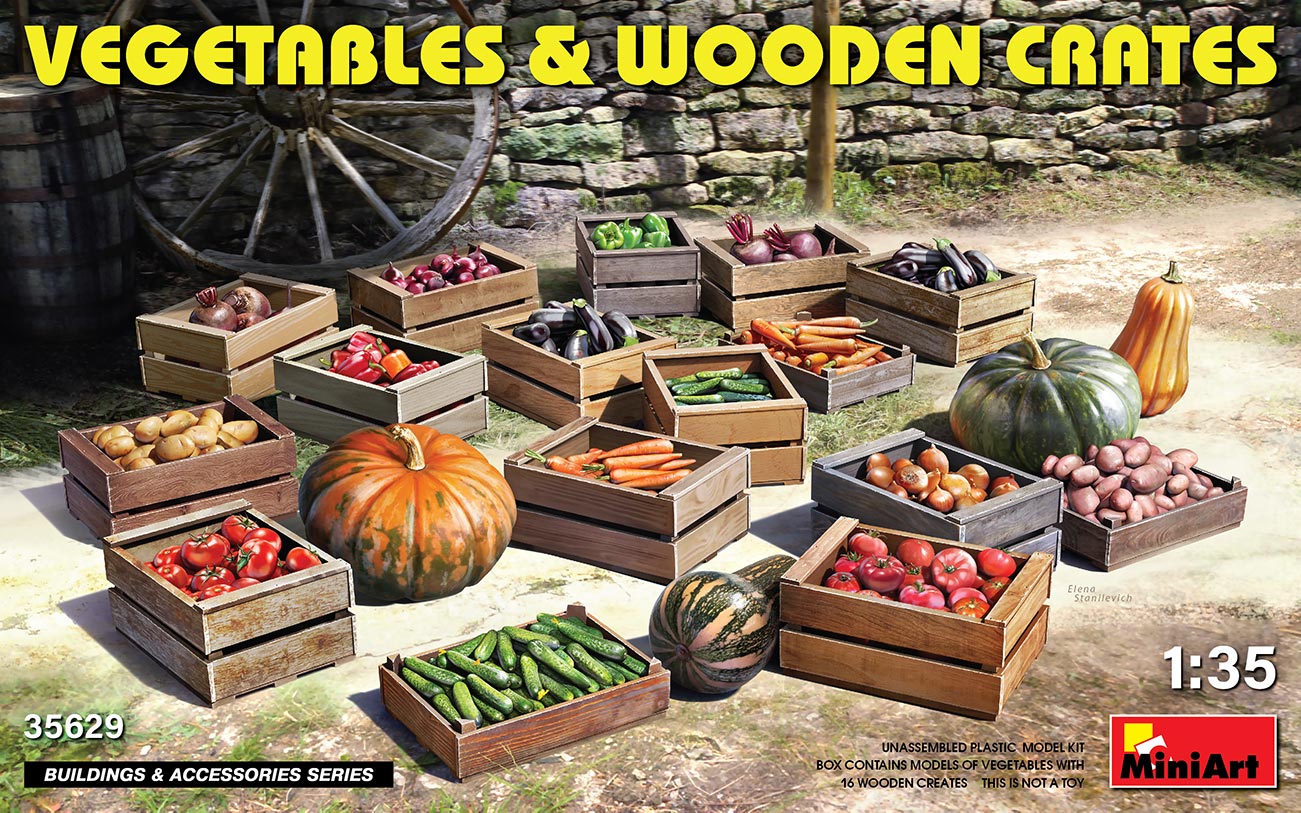 1/35 Vegetables &amp; Wooden Crates