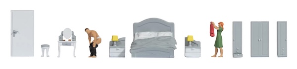 H0 Figuren Themenwelt Schlafzimmer