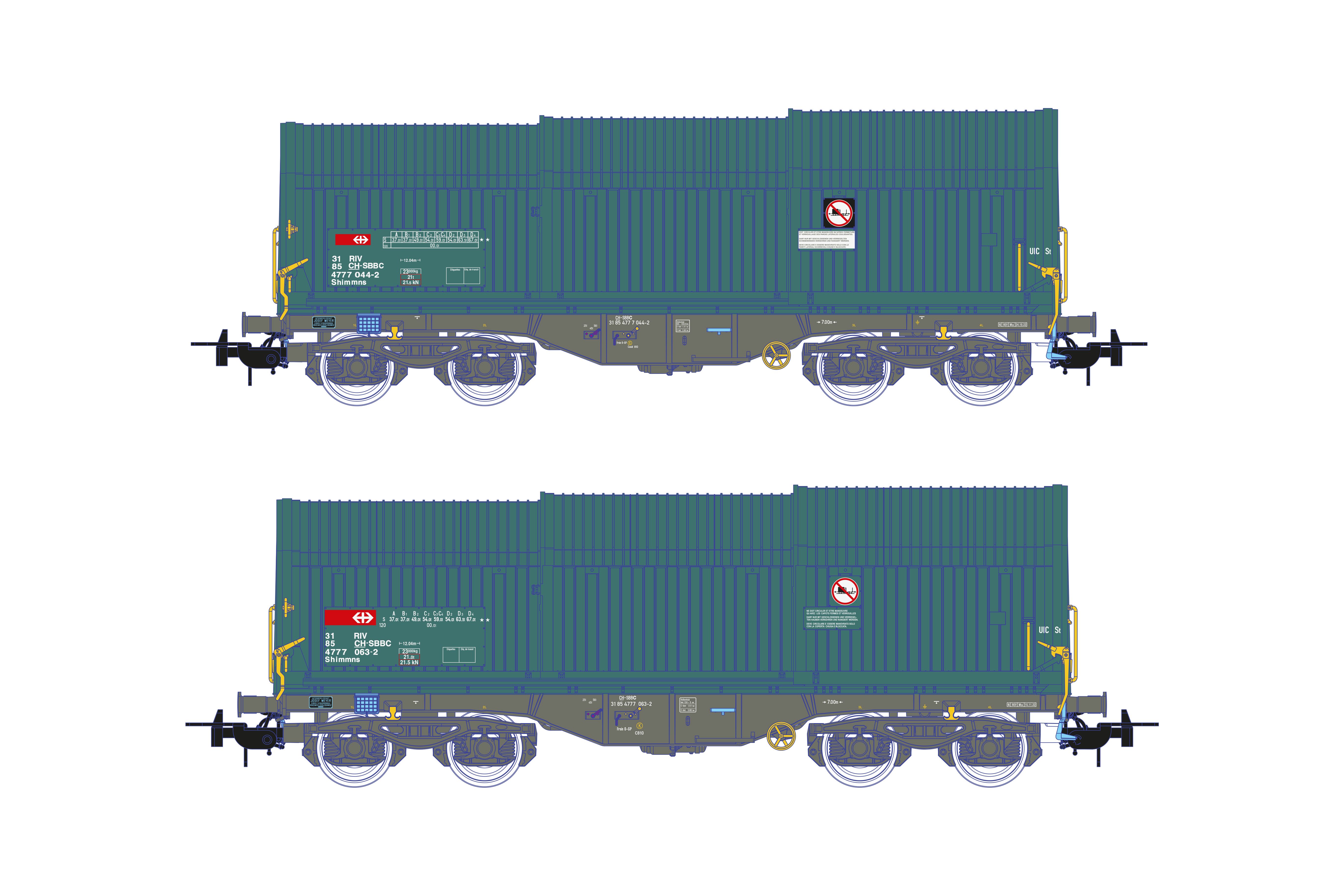 H0 SBB 2er SET Haubenwagen Shimmns Ep.VI
