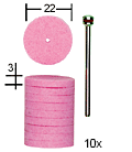 Edelkorund-Schleifscheiben, 22 mm, 10 St&#252;ck + 1 Tr&#228;ger