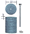 Silizium-Carbid-Schleifscheiben, 22 mm, 10 St&#252;ck + 1 Tr&#228;ger