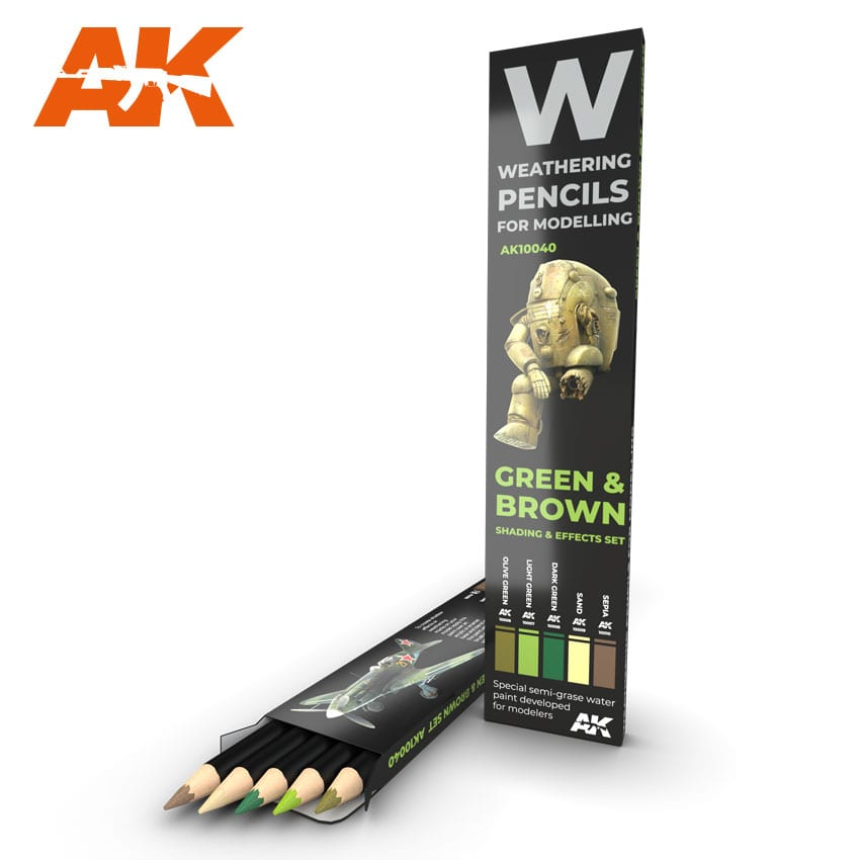 WATERCOLOR PENCIL SET GREEN AND BROWN CAMOUFLAGES