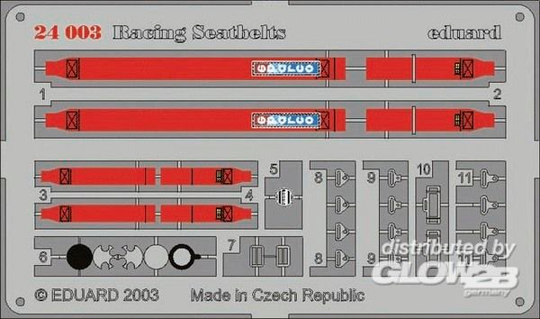 1/24Sitzgurte Sparco 4 points rot / red.