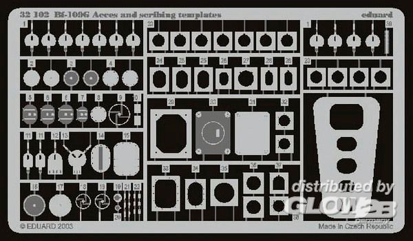 1/32Bf 109G Acces and scribing Templates f&amp;#252;r Hasegawa Bausatz