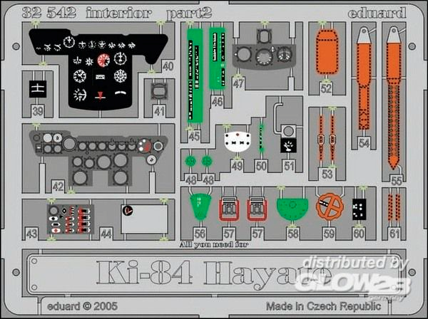 1/32Ki-84 Hayate interior f&#252;r Hasegawa Bausatz